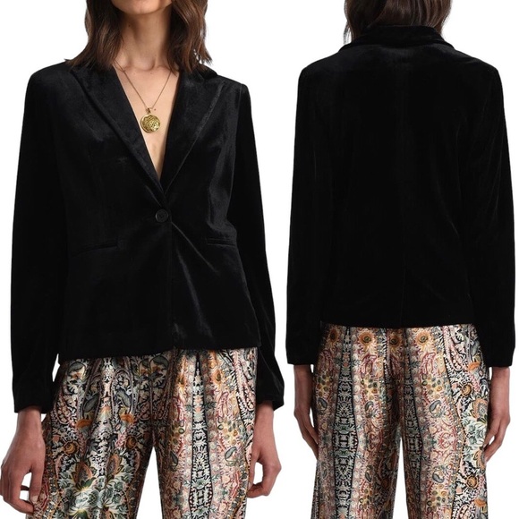 Molly Bracken Jackets & Blazers - Molly Bracken Velvet One Button Blazer Black Size Small